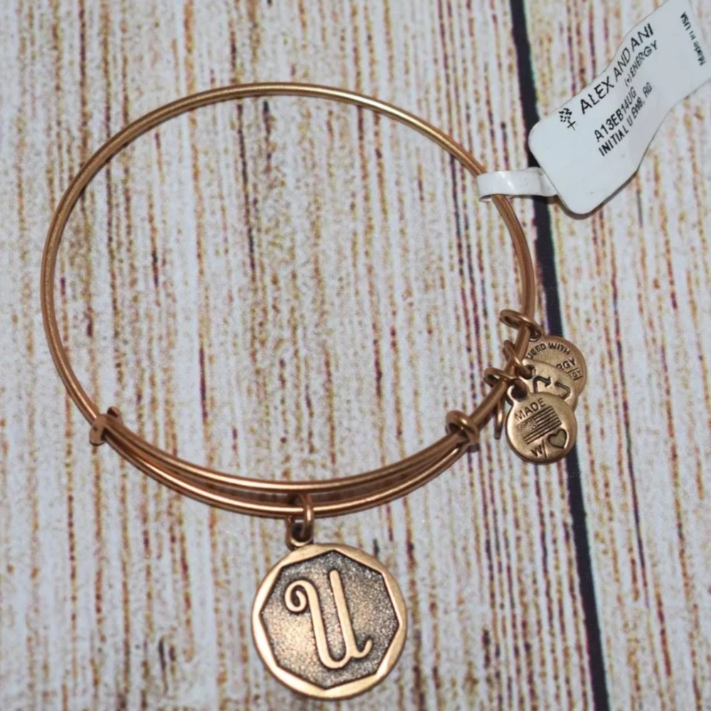 New Alex and Ani Gold Letter U Bracelet